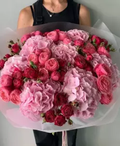 Photo of bouquet "Arrangement 24 Pink Peony Miranda 7 Pink Hydrangea Blush Reverie Phuket" — Phuket - Flowers Delivery Flowers Place, photo 1 of 1