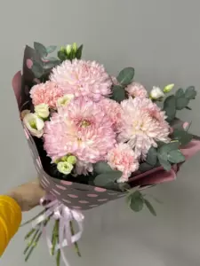 Photo of bouquet "Arrangement Chrysanthemum 3 Dianthus 5 Eustoma 3 “Silent Reverie” Phuket" — Phuket - Flowers Delivery Flowers Place, photo 1 of 1