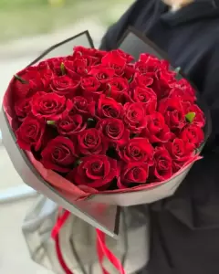 Photo of bouquet "Bouquet 51 Red Roses Paper Wrapping “Crimson Murmurs” Phuket" — Phuket - Flowers Delivery Flowers Place, photo 1 of 2