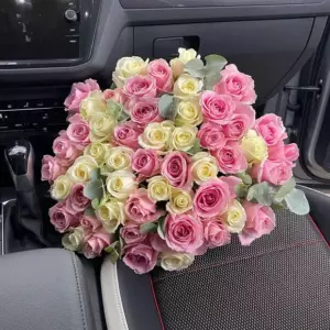 Photo of bouquet "Bouquet 51 Roses White Pink Silent Reverie Phuket" — Phuket - Flowers Delivery Flowers Place, photo 1 of 2