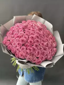 Photo of bouquet "Bouquet 101 Pink Roses Paper Wrapping “Silken Murmurs” Phuket" — Phuket - Flowers Delivery Flowers Place, photo 1 of 1