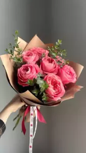 Photo of bouquet "Bouquet 7 Pink Peonies with Greenery “Silent Bloom” Phuket" — Phuket - Flowers Delivery Flowers Place, photo 1 of 1