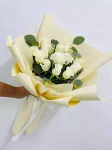 Photo of bouquet "Bouquet 13 White Roses Paper Wrap “Whispered Veil” Phuket" — Phuket - Flowers Delivery Flowers Place, photo 1 of 1