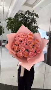 Photo of bouquet "Bouquet 15 Soft Peach Peony Roses “Silent Aurora” Phuket" — Phuket - Flowers Delivery Flowers Place, photo 1 of 1