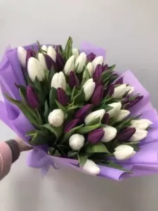 Photo of bouquet "Bouquet 65 Pink Tulips Paper Wrap “Whispering Petals” Phuket" — Phuket - Flowers Delivery Flowers Place, photo 1 of 1