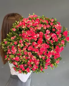 Photo of bouquet "Bouquet Of 85 Pink Purple Spray Roses Colored Kraft Paper Ribbons “Whispered Twilight” Phuket" — Phuket - Flowers Delivery Flowers Place, photo 1 of 1