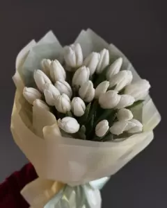 Photo of bouquet "Bouquet 21 Pink Tulips Paper Wrap “Whispered Bloom” Phuket" — Phuket - Flowers Delivery Flowers Place, photo 1 of 2