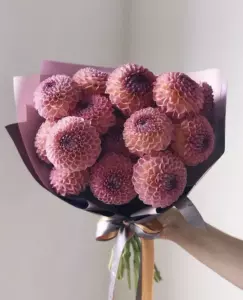 Photo of bouquet "Bouquet 13 Dahlias Paper Wrapping “Whispered Mirage” Phuket" — Phuket - Flowers Delivery Flowers Place, photo 1 of 1