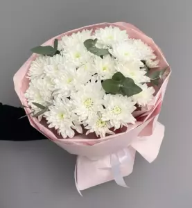 Photo of bouquet "Bouquet 13 Purple Chrysanthemums Natural Kraft Paper Silk Ribbon “Lilac Murmurs” Phuket" — Phuket - Flowers Delivery Flowers Place, photo 1 of 1