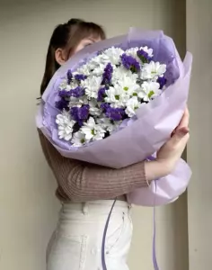Photo of bouquet "Bouquet Chrysanthemum 25 Delphinium 5 Sunlit Reverie Phuket" — Phuket - Flowers Delivery Flowers Place, photo 1 of 1