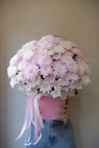 Photo of bouquet "Bouquet 51 White Chrysanthemums in Box “Quiet Reverie” Phuket" — Phuket - Flowers Delivery Flowers Place, photo 1 of 1