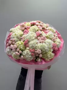 Photo of bouquet "Arrangement Hydrangea 19 Peony Rose 39 Basket Bouquet “Silent Bloom” Phuket" — Phuket - Flowers Delivery Flowers Place, photo 1 of 2