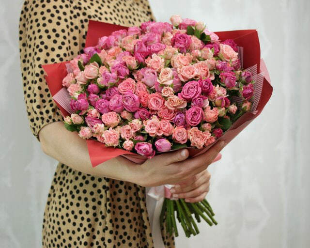 Bouquet 3 Pink Roses Paper Wrapping “Blush Whisper” Phuket
